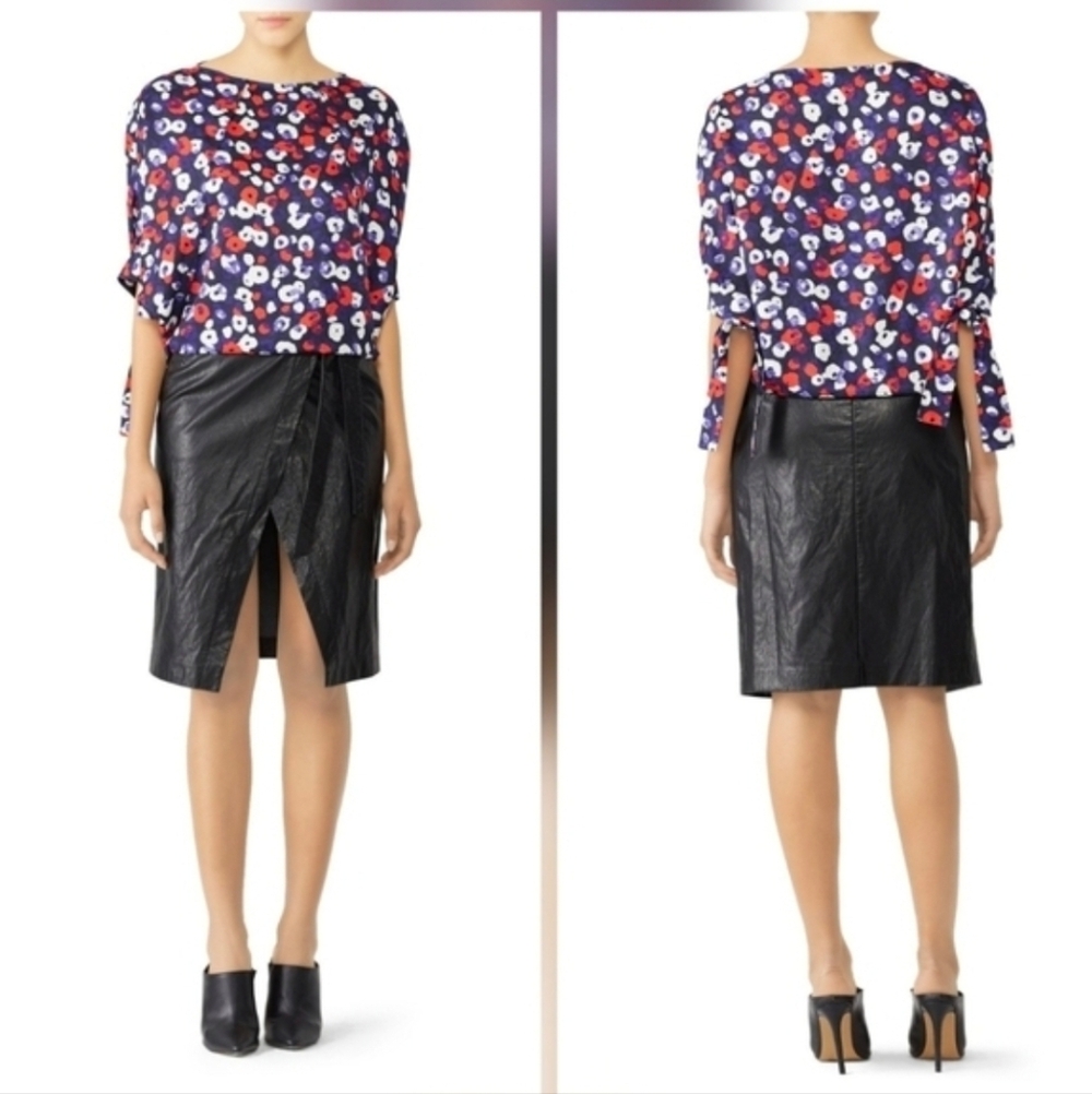 DEREK LAM Raglan Tie Cuff Blouse Short Sleeves